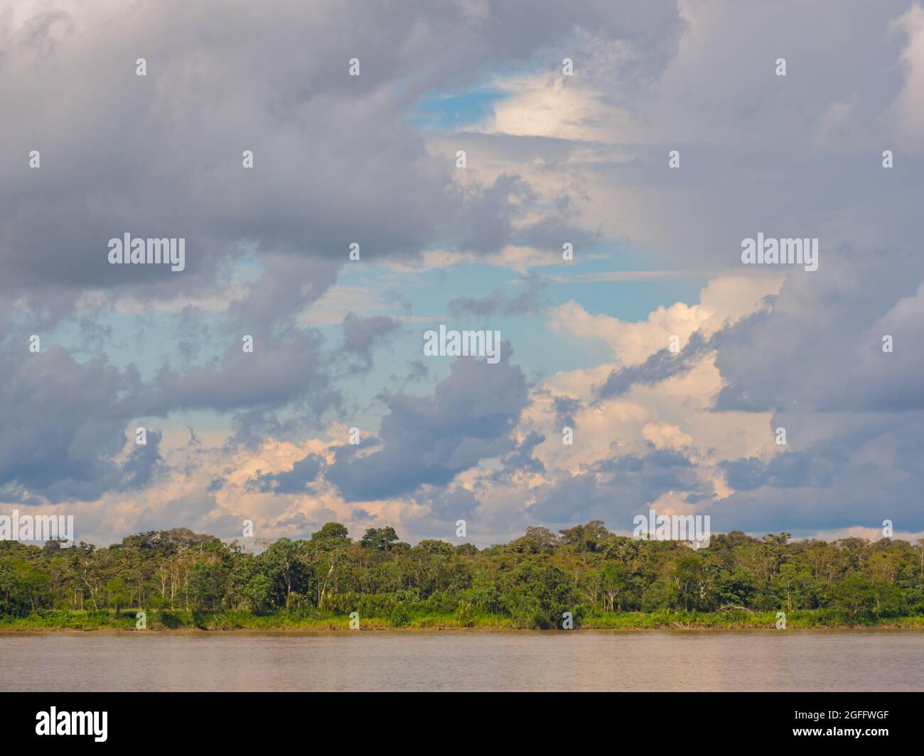 Amazonas-Fluss und wunderschöne Wolken über dem Amazonas-Dschungel. Amazonien. Brasilien. Lateinamerika Stockfoto