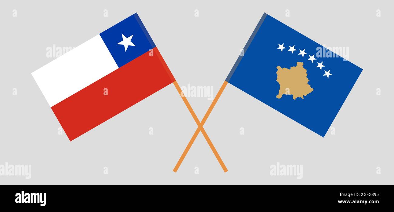 Gekreuzte Flaggen von Kosovo und Chile Stock Vektor