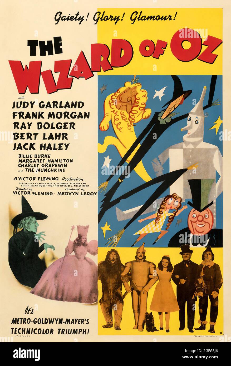 Filmplakat: The Wizard of Oz ist ein amerikanischer musikalischer Fantasy-Film aus dem Jahr 1939 mit Judy Garland, Frank Morgan, Ray Bolger und Bert Lahr. Stockfoto