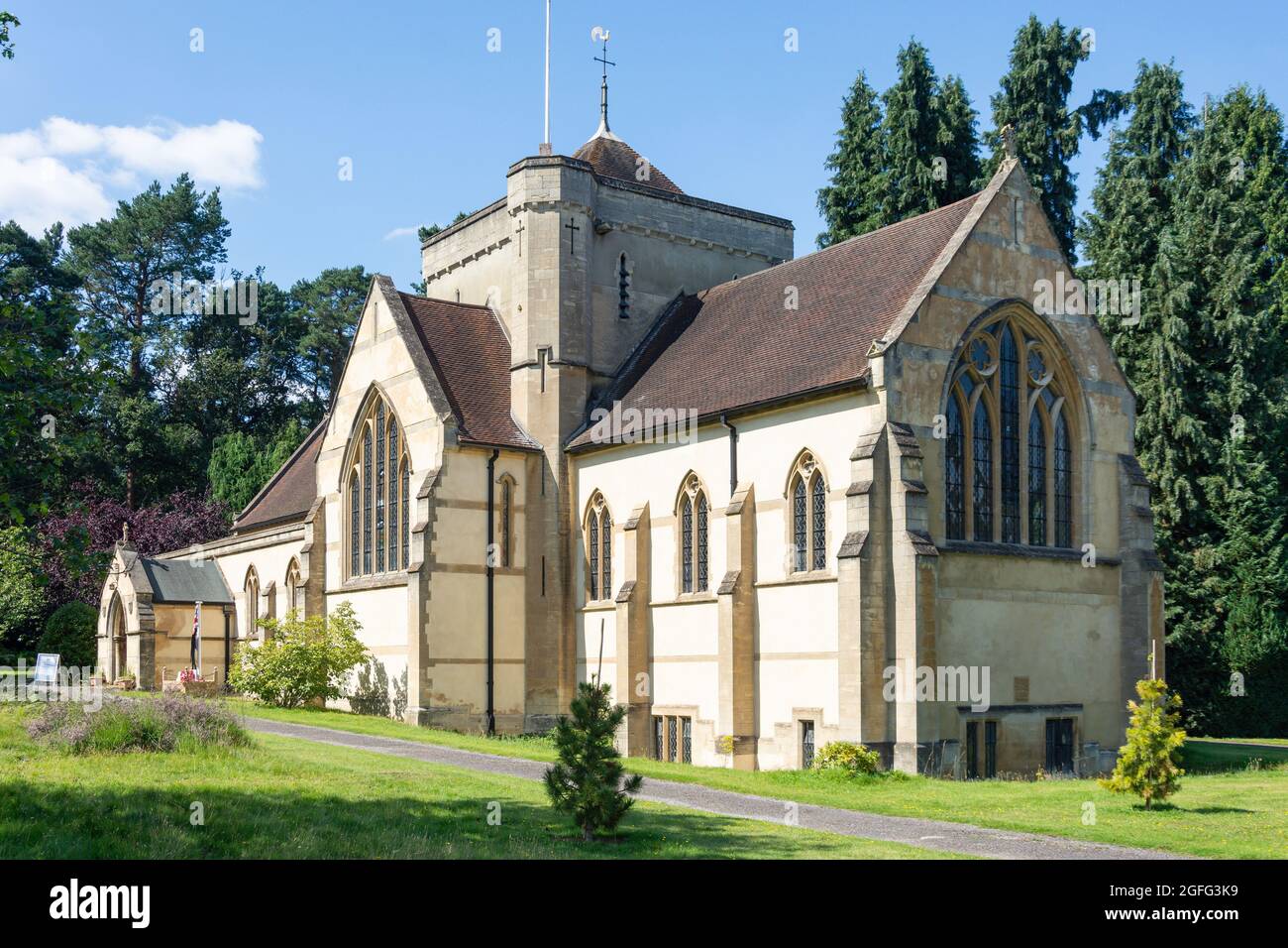 St Mark's Church & Museum, Whiteley Village, Hersham, Surrey, England, Vereinigtes Königreich Stockfoto