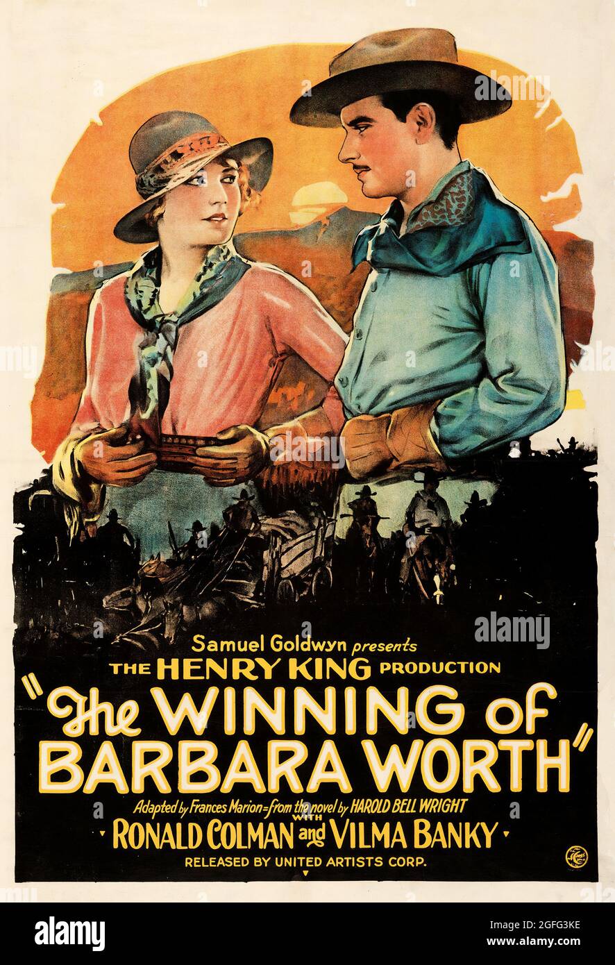 Filmplakat: Die Gewinnerin von Barbara Worth (1926) ‧ Western/Drama Stockfoto