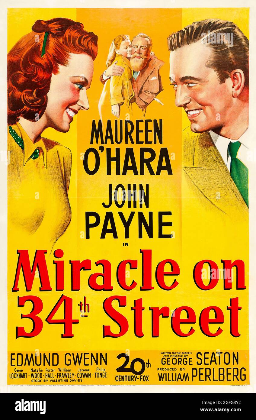 Miracle on 34th Street (Filmplakat von 1947). Stockfoto