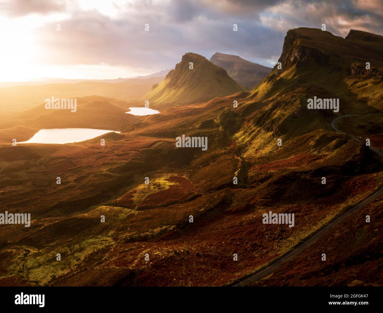 Epischer Sonnenaufgang auf der Quirang, Isle of Skye Stockfoto
