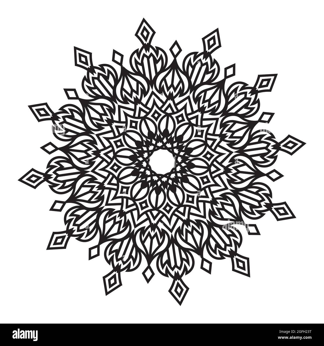 arabesque Mandala-Design der Silhouette floralen dekorativen Muster Zeichnung für muslimische Erwachsene Motiv Stock Vektor