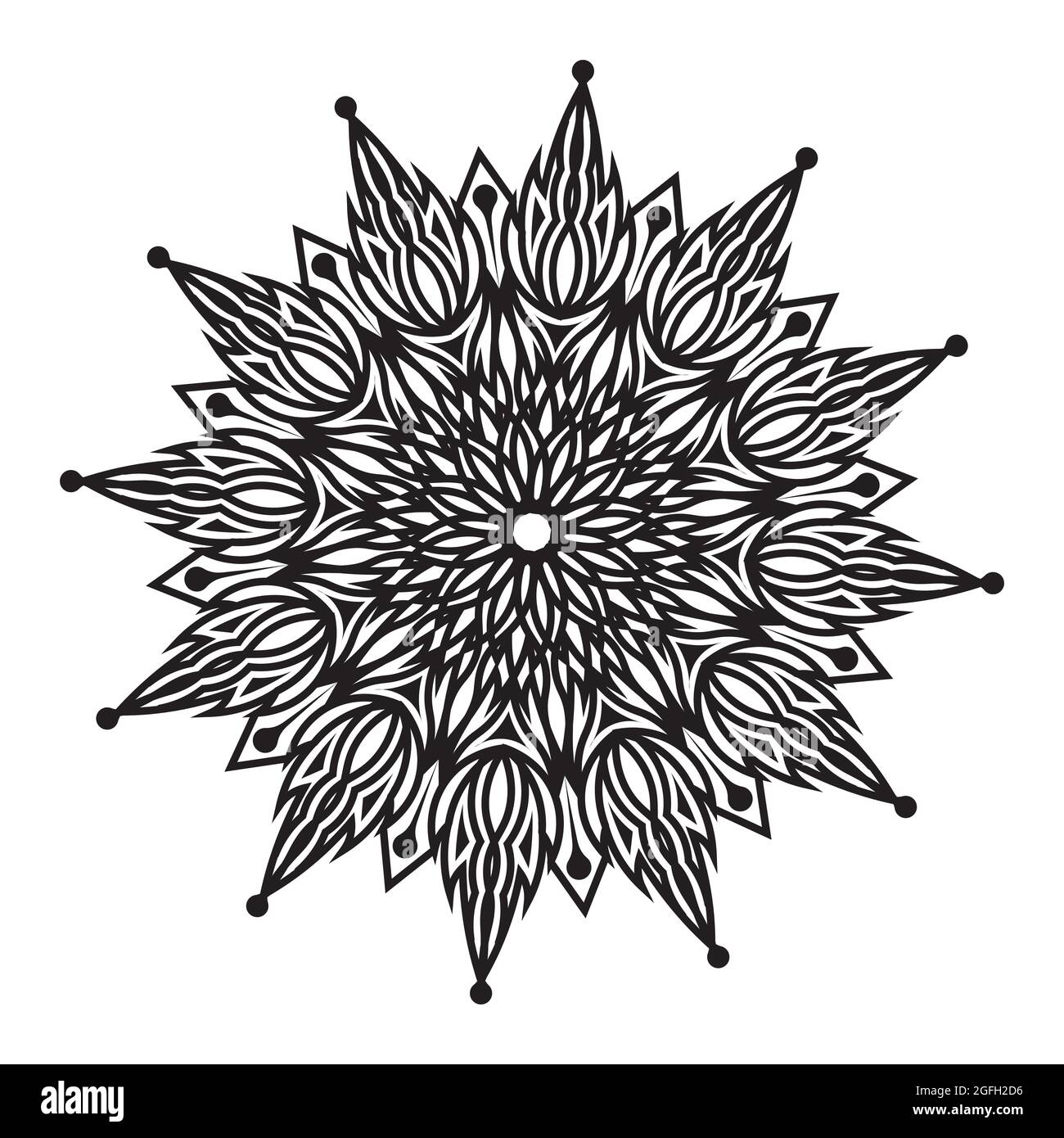 arabesque Mandala-Design der Silhouette floralen dekorativen Muster Zeichnung für muslimische Erwachsene Motiv Stock Vektor