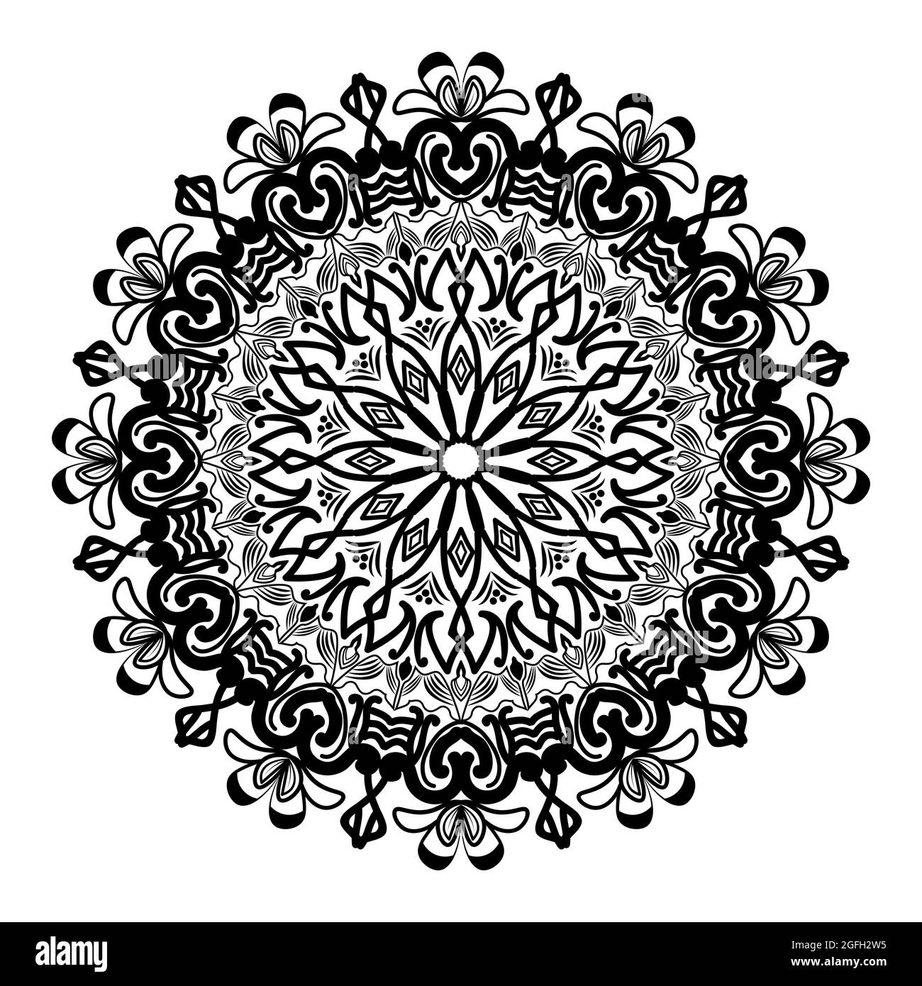 arabesque Mandala-Design der Silhouette floral dekoratives Muster Zeichnung Arabesque Mandala-Design Stock Vektor