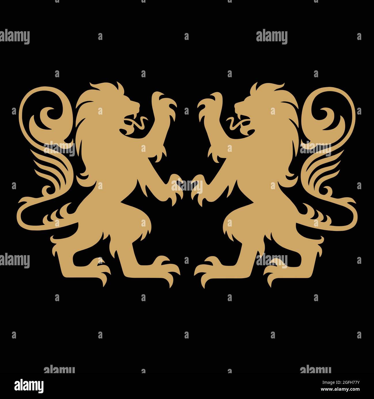 Heraldische Logo-Vorlage Für Den Goldenen Löwen – Vektor Stock Vektor