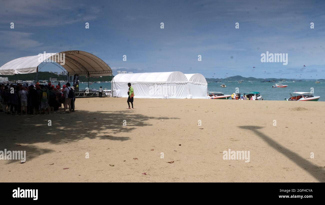 Aufbau des Pattaya Music Festival Mai 2019 Beach Road Pattaya Thailand Stockfoto