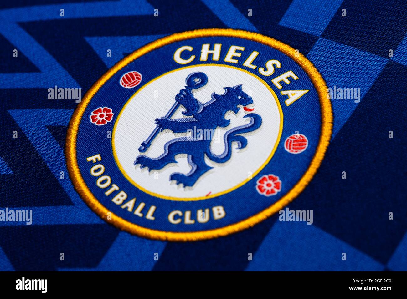 Nahaufnahme des FC Chelsea Trikots 2020/21. Stockfoto