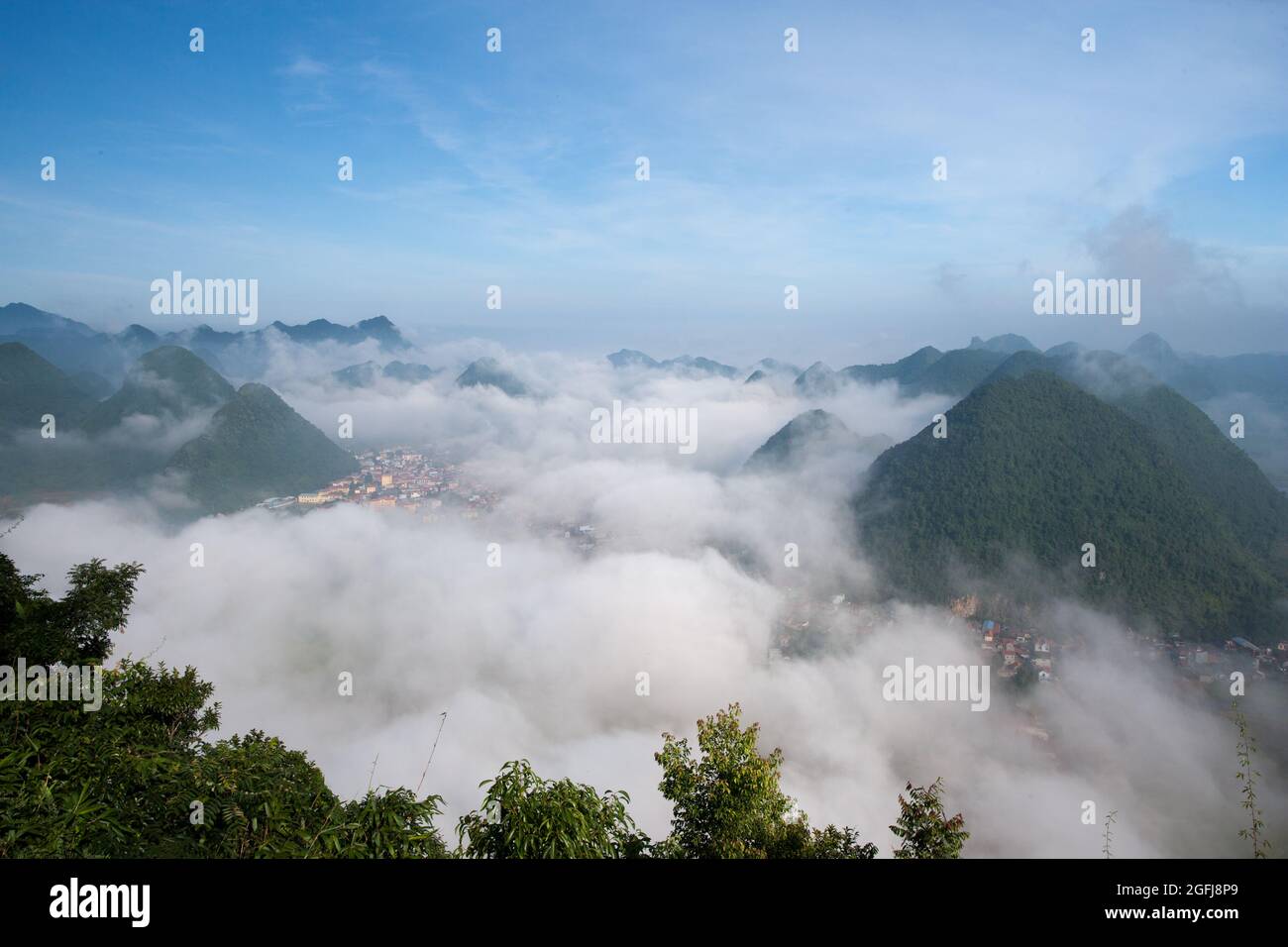 BAC Son Valley Reisfeld in der Erntezeit, Provinz lang Son, Vietnam Stockfoto