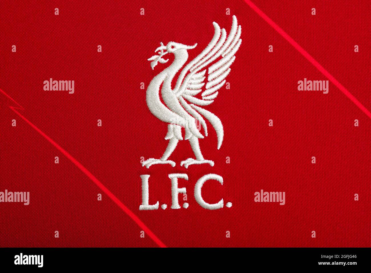 Nahaufnahme des FC Liverpool Trikots 2020/21. Stockfoto