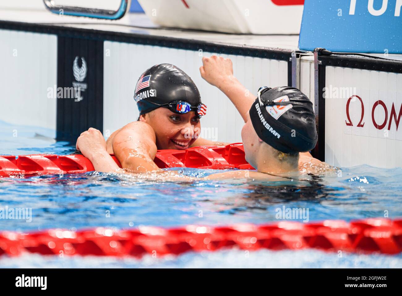 TOKIO, JAPAN. August 2021. Anastacia Pagonis aus den USA gewann am Donnerstag, den 26. August 2021, in TOKIO, JAPAN, bei den Schwimmfinals der Paralympischen Spiele von Tokio 2020 im Tokyo Aquatics Center den 400-m-Freistil S11 der Frauen. Kredit: Taka G Wu/Alamy Live Nachrichten Stockfoto