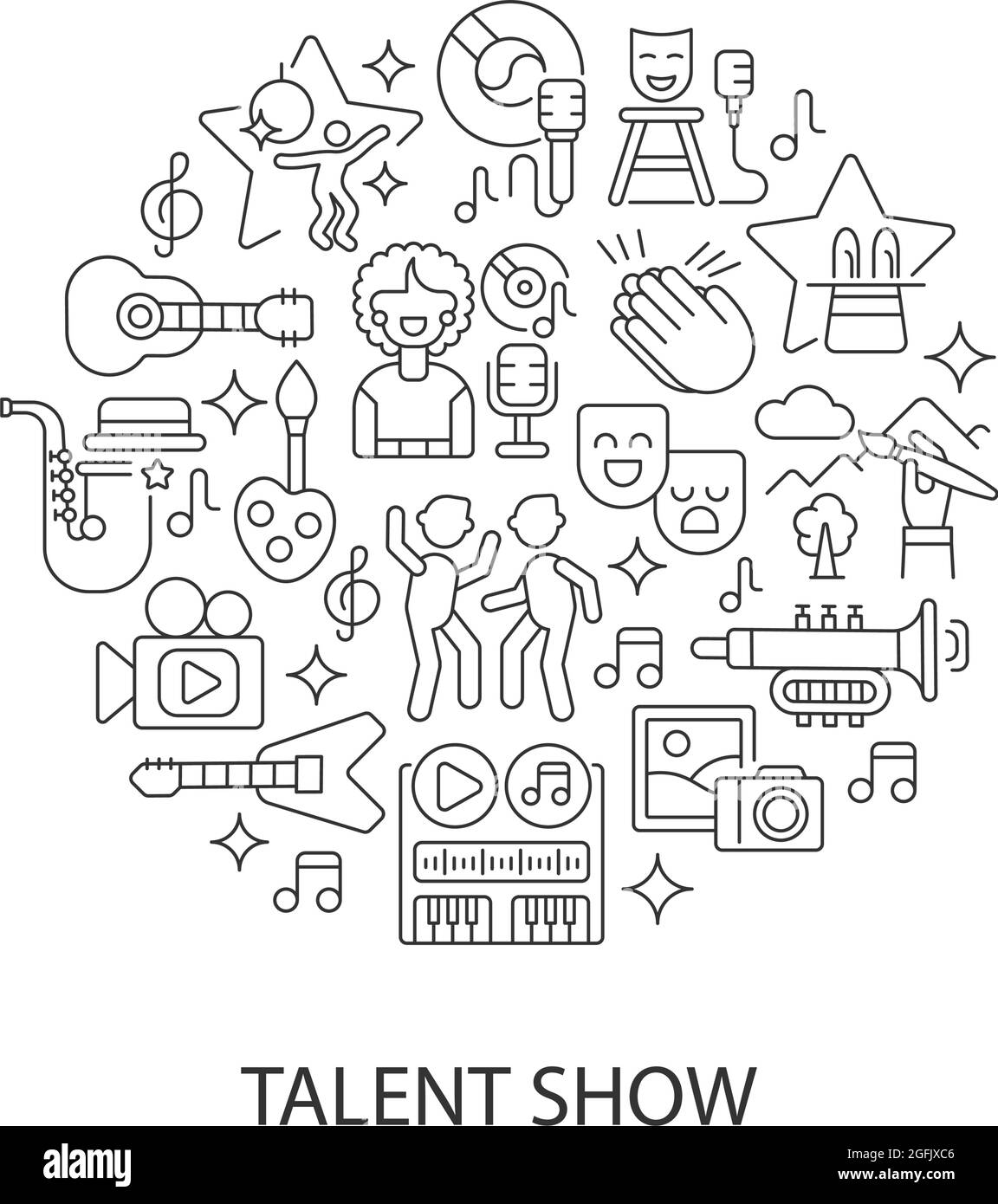 Talent Show abstraktes lineares Konzept Layout mit Überschrift Stock Vektor