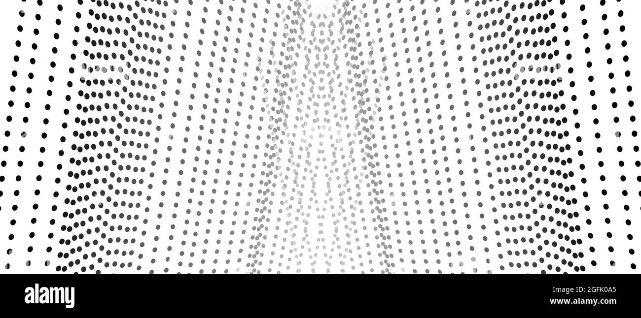 Monochromes Design, symmetrische Streifen aus schwarzen, grauen Punkten. Weißer Hintergrund. Gerade gepunktete Linien. Vektor abstrakte Technologie op Art Muster. EPS10 Stock Vektor