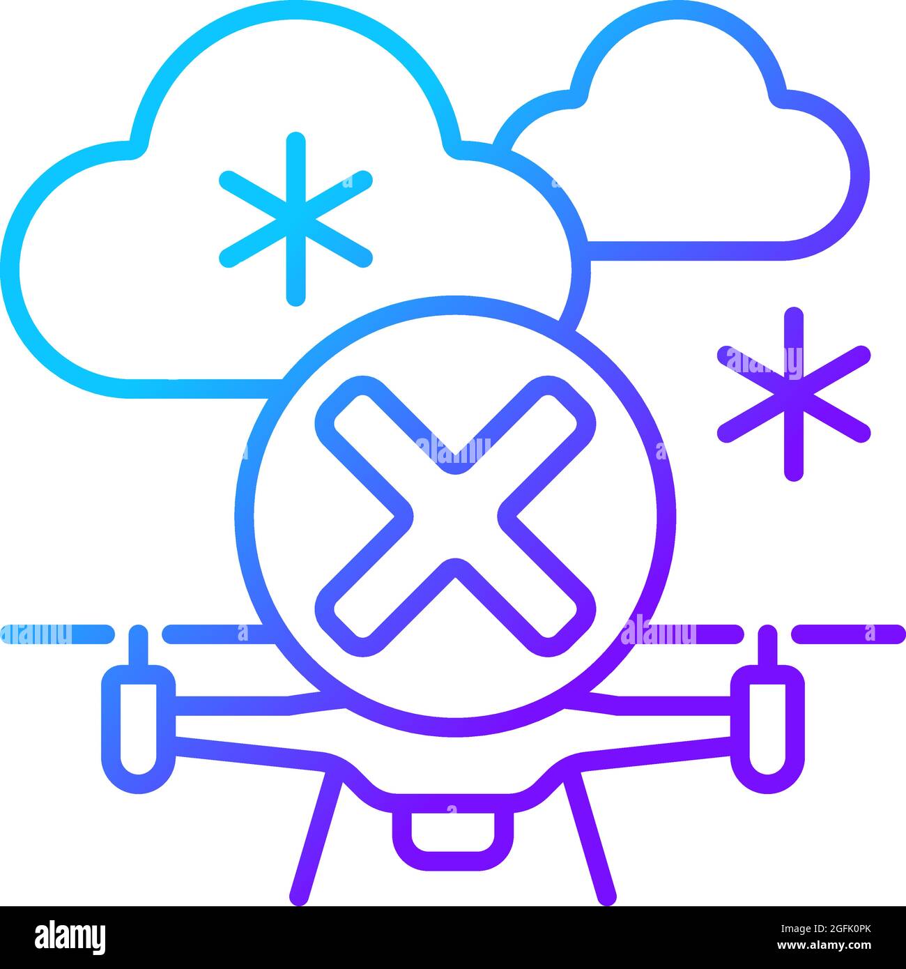 Fliegen Sie nicht, wenn das Symbol für die manuelle Beschriftung des linearen Vektorgradienten bei starkem Schnee angezeigt wird Stock Vektor