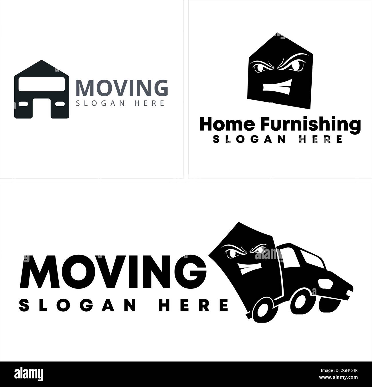 Transport-Service mit LKW-Charakter Vektor-Logo-Design Stock Vektor