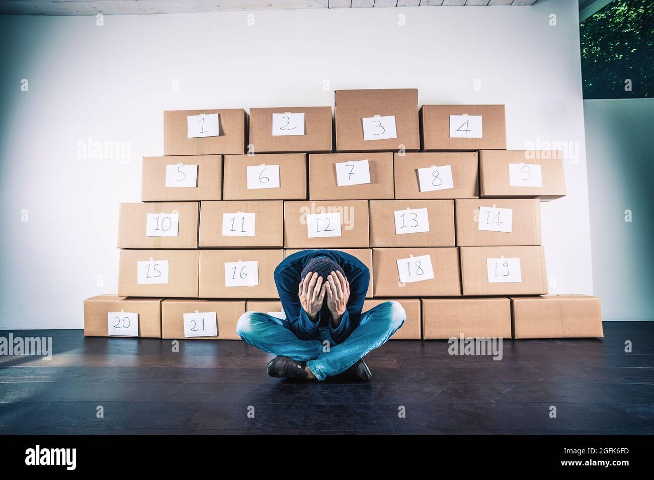 Mann mit Angst Stockfoto