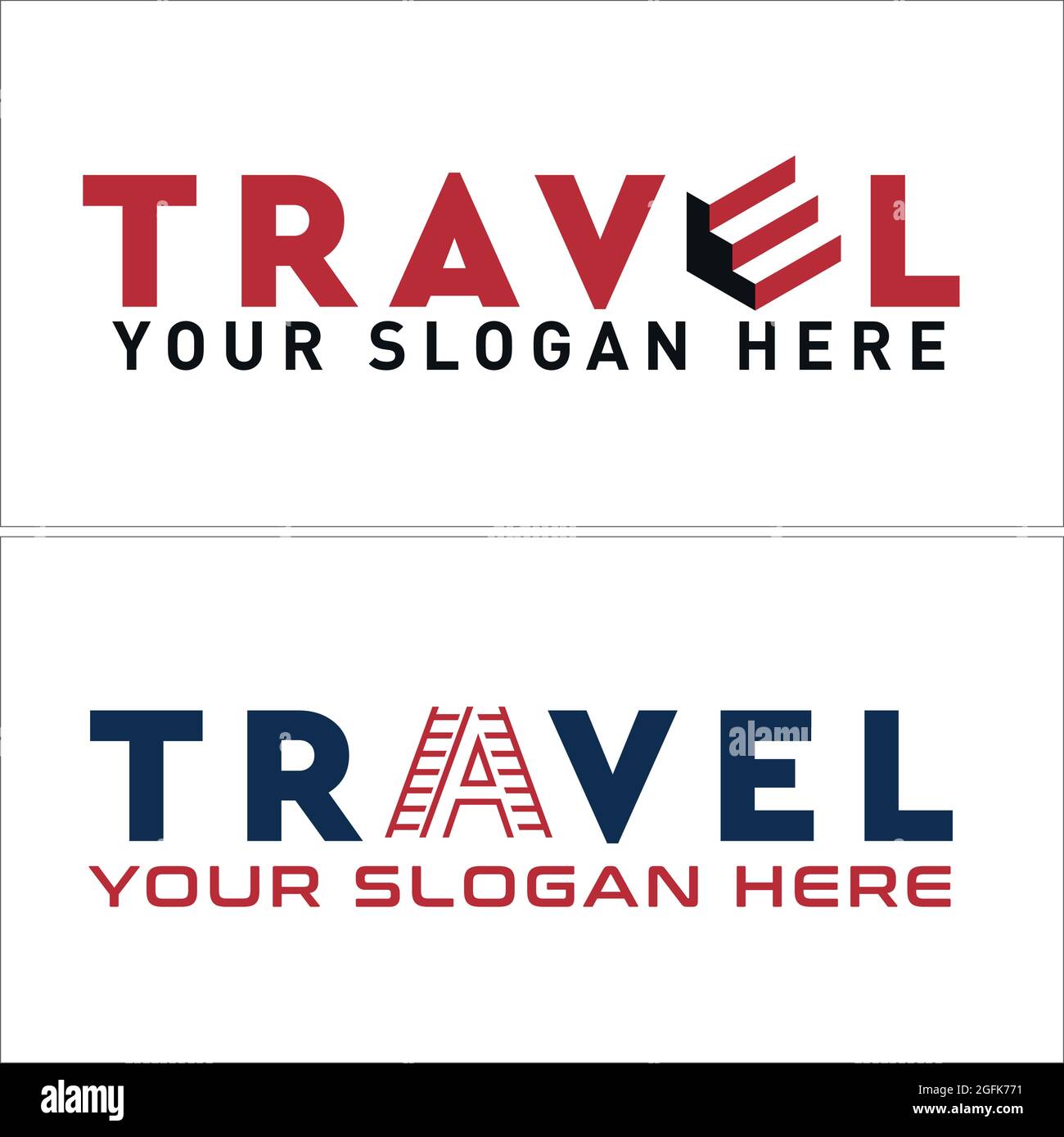 Logo-Design mit Schriftzug für Geschäftsreisen und Symbole Stock Vektor
