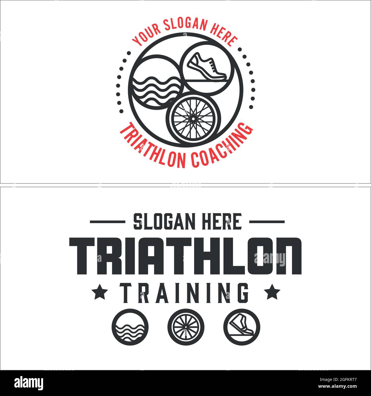Triathlon Symbol Laufen Schwimmen Radfahren Logo-Design Stock Vektor