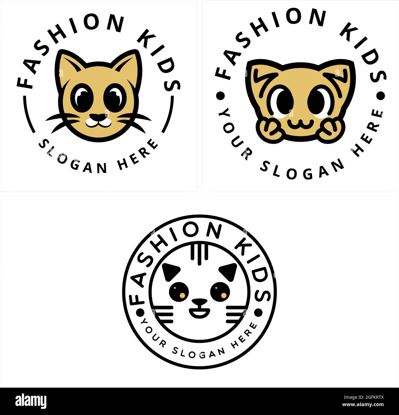 Tierhandlung Label Industrie mit Icon Katze Logo Design Stock Vektor