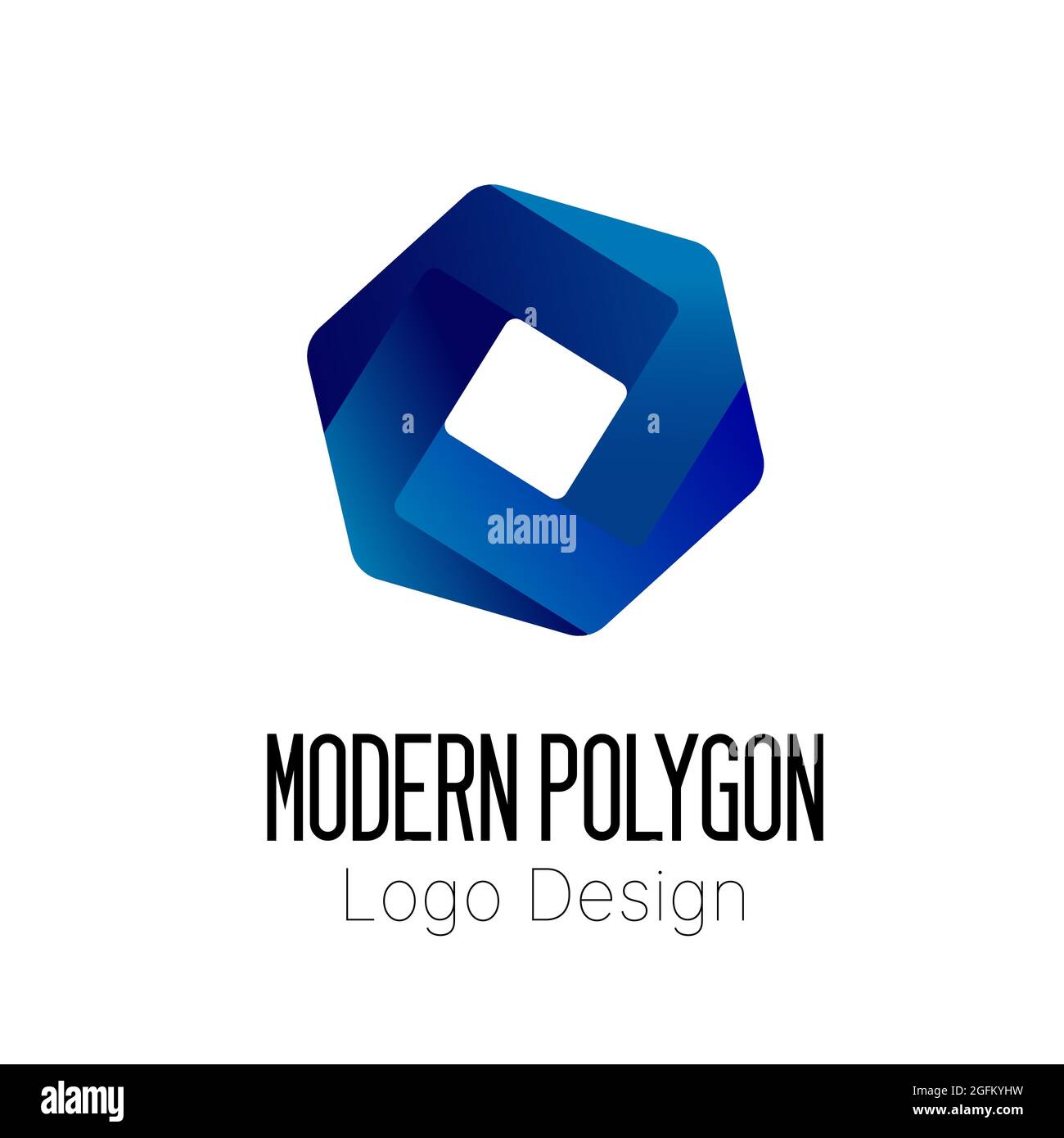 Vektor-Illustration des abstrakten modernen Polygon-Logo-Designs für Unternehmen auf weißem Hintergrund. Stock Vektor