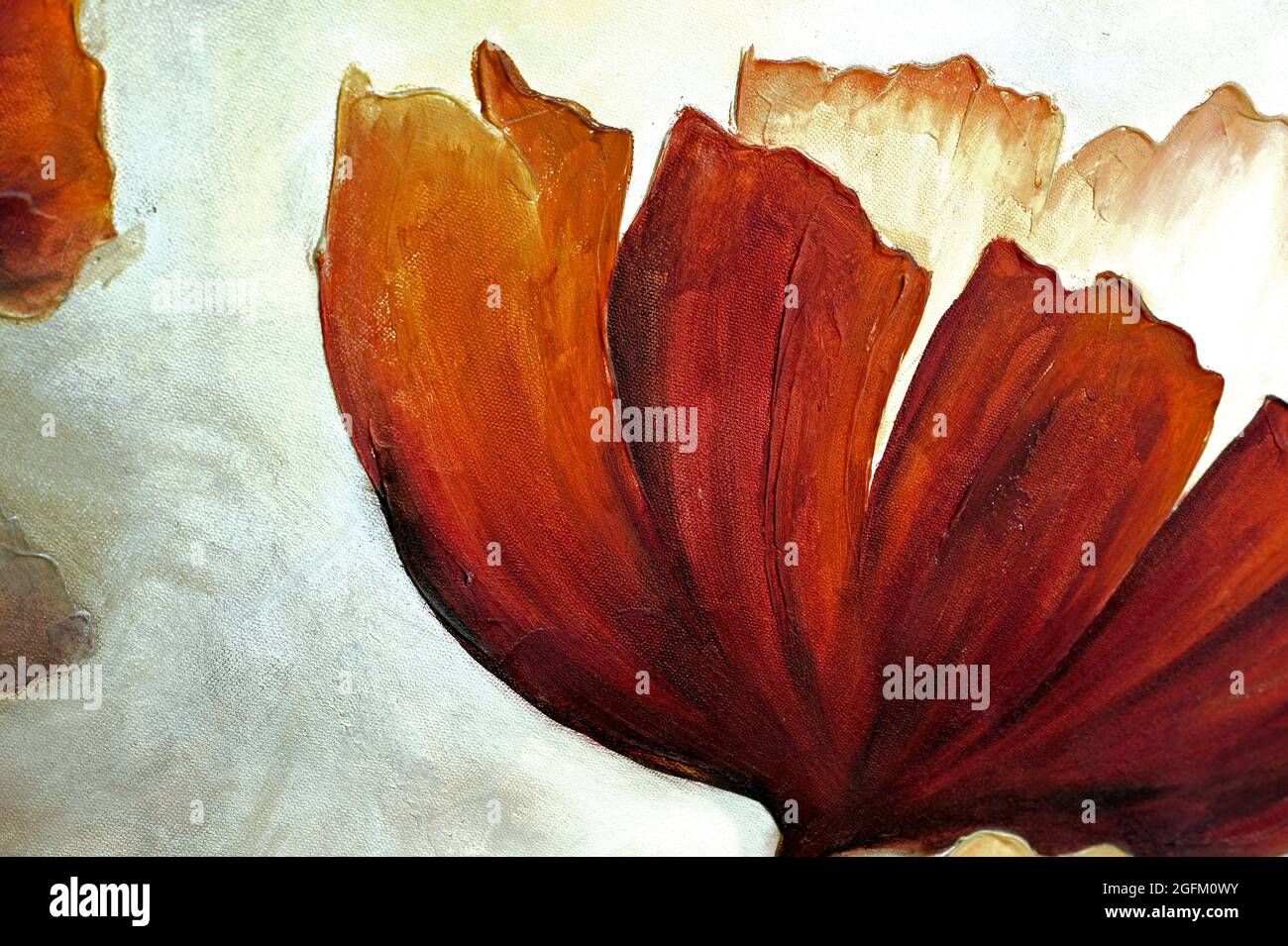 Malerei Mohnblume auf Leinwand Hintergrund Stockfoto