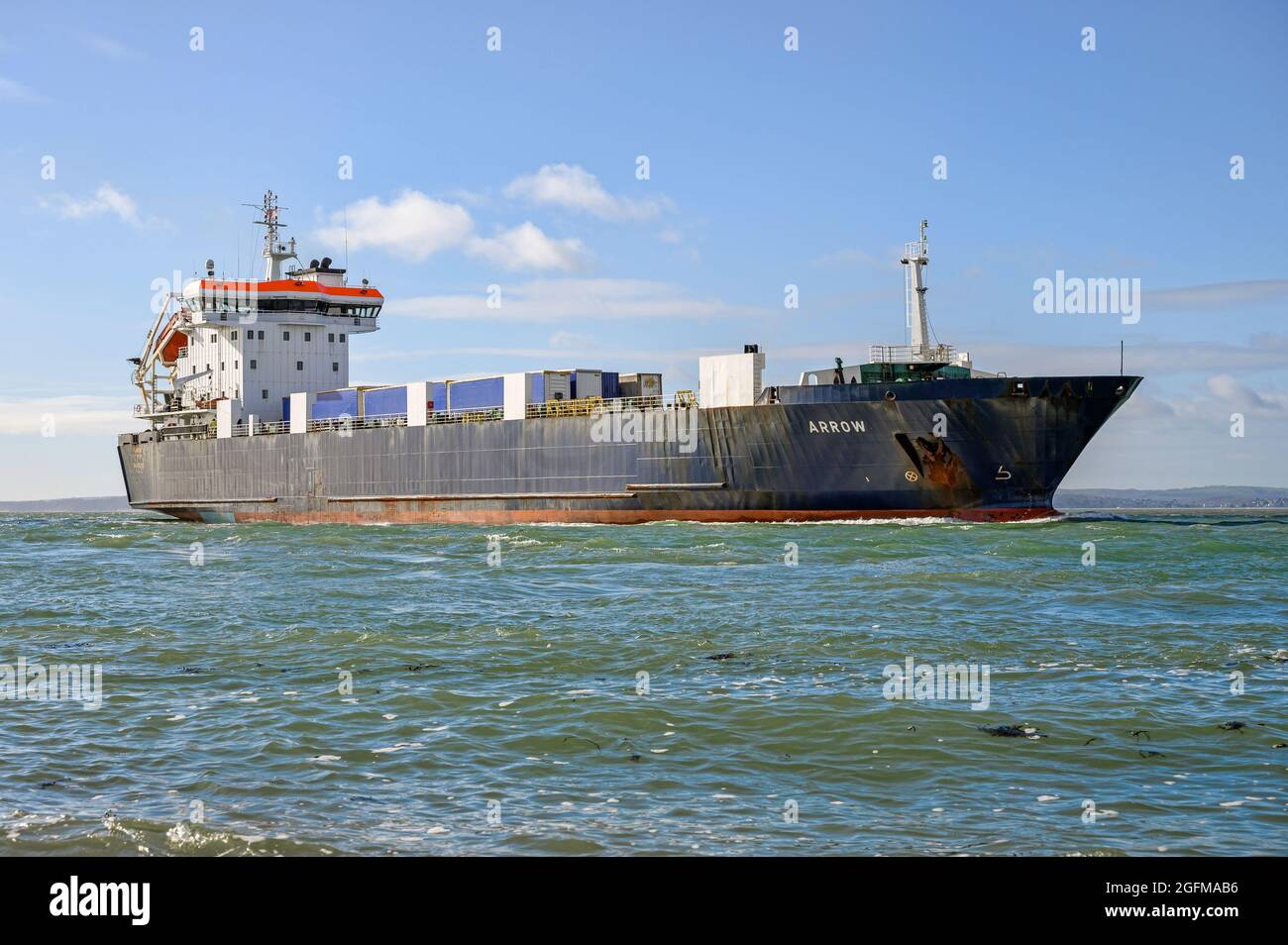 Die RO-RO Ferry Arrow gehört dem Isle of man Steam Packet. Die Frachtfähre wird oft als Hilfsschiff an andere Betreiber gechartert. Stockfoto