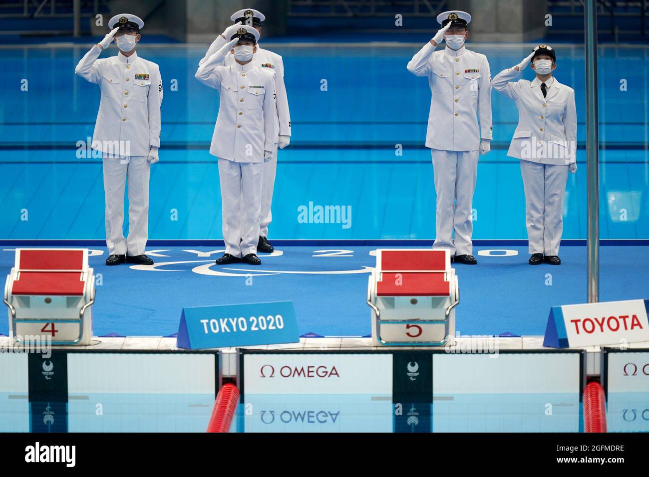 Tokio, Japan. August 2021. Paralympics: Paraschwimmen, Tokyo Aquatics Center. Preisverleihung. Kredit: Marcus Brandt/dpa/Alamy Live Nachrichten Stockfoto