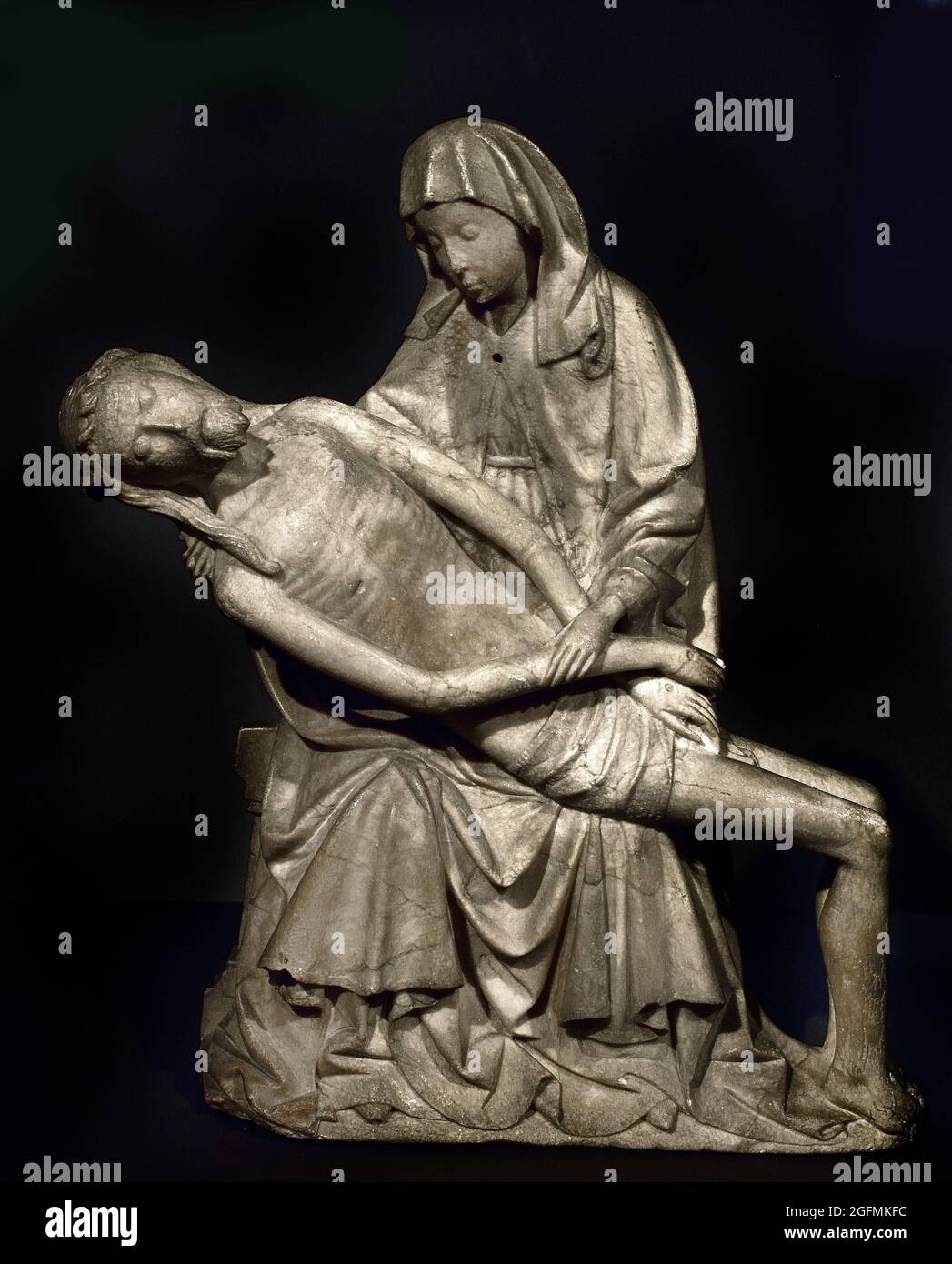 Pietà, Meister von Rimini (Nachfolger), 1450 Italien, Italienisch, Alabaster (mineralisch), 48cm × 41 cm × 14 cm Stockfoto