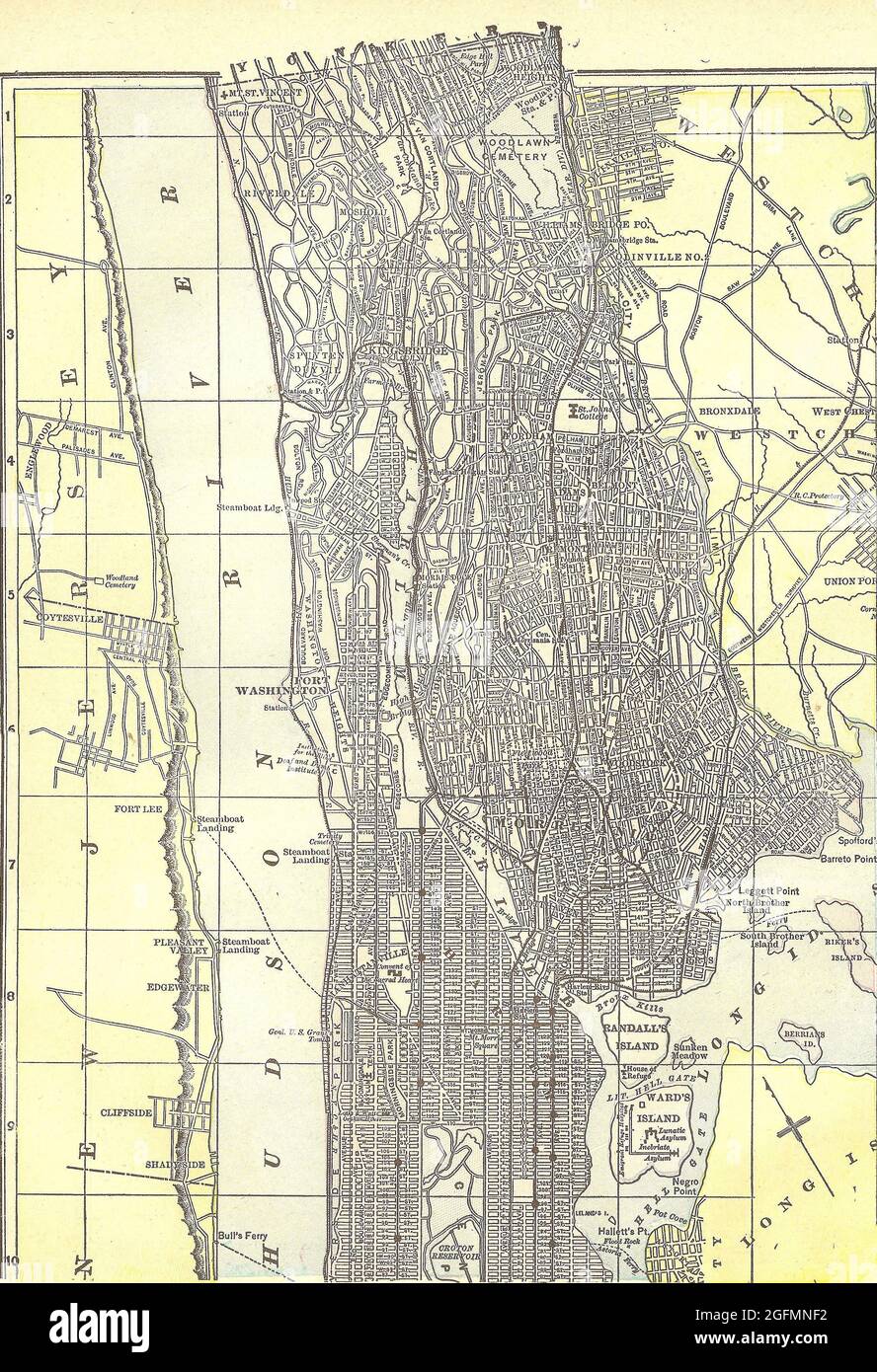 1891 Karte der Bronx; aus dem Copyright des alten Atlas der Welt Stockfoto