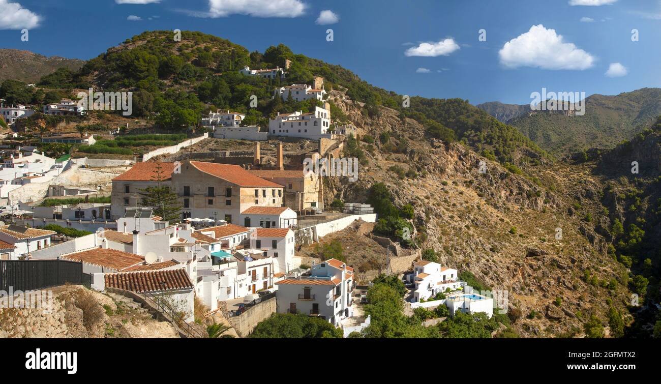 Panorama Frigiliana Spanien Stockfoto
