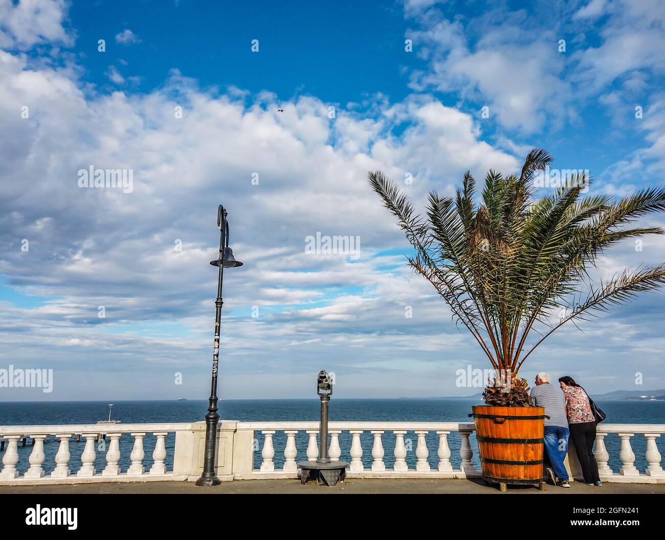 Burgas Bulgarien.die Stadt ist von den Burgas-Seen umgeben und liegt am westlichsten Punkt des Schwarzen Meeres, an der großen Burgas-Bucht. Stockfoto