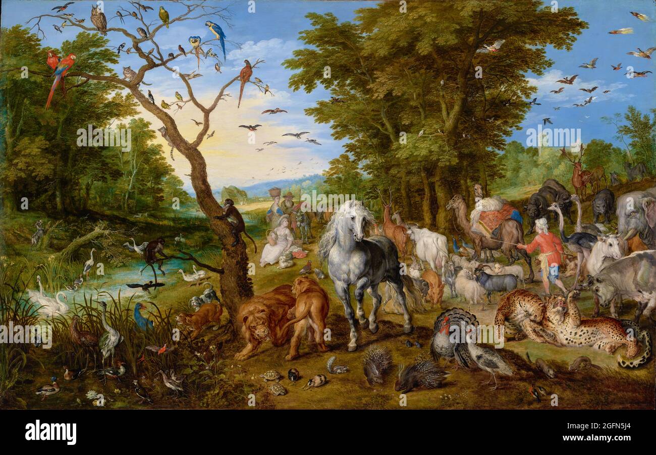 Jan Brueghel der Ältere;1568–1625; der Eintritt der Tiere in die Arche Noah; 1613; Öl auf Tafel; USA Stockfoto