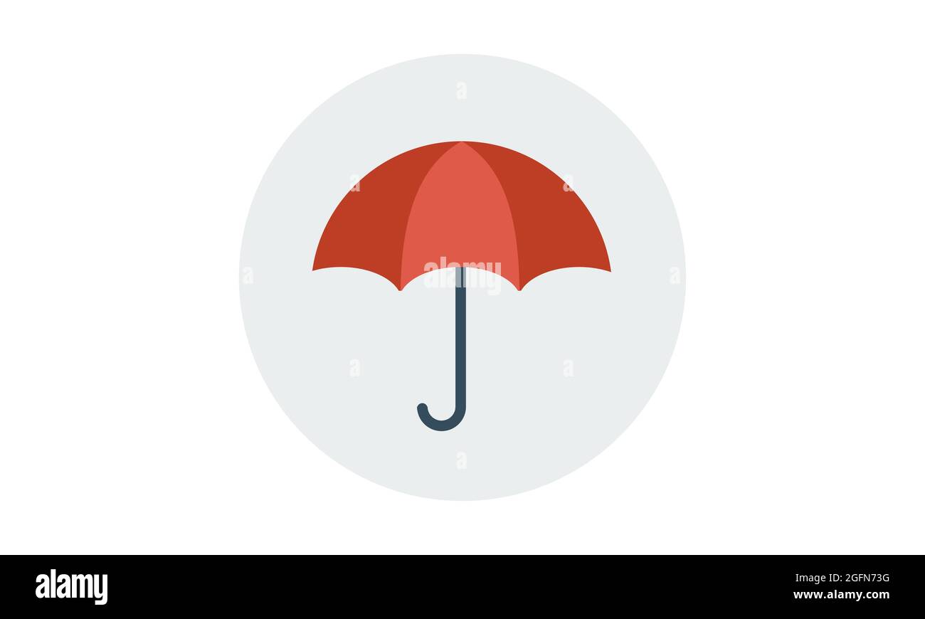 Umbrella Icon flaches Schild für mobiles Konzept und Webdesign. Regenschutz einfaches Vektorsymbol. Symbol, Logo-Illustration Stock Vektor