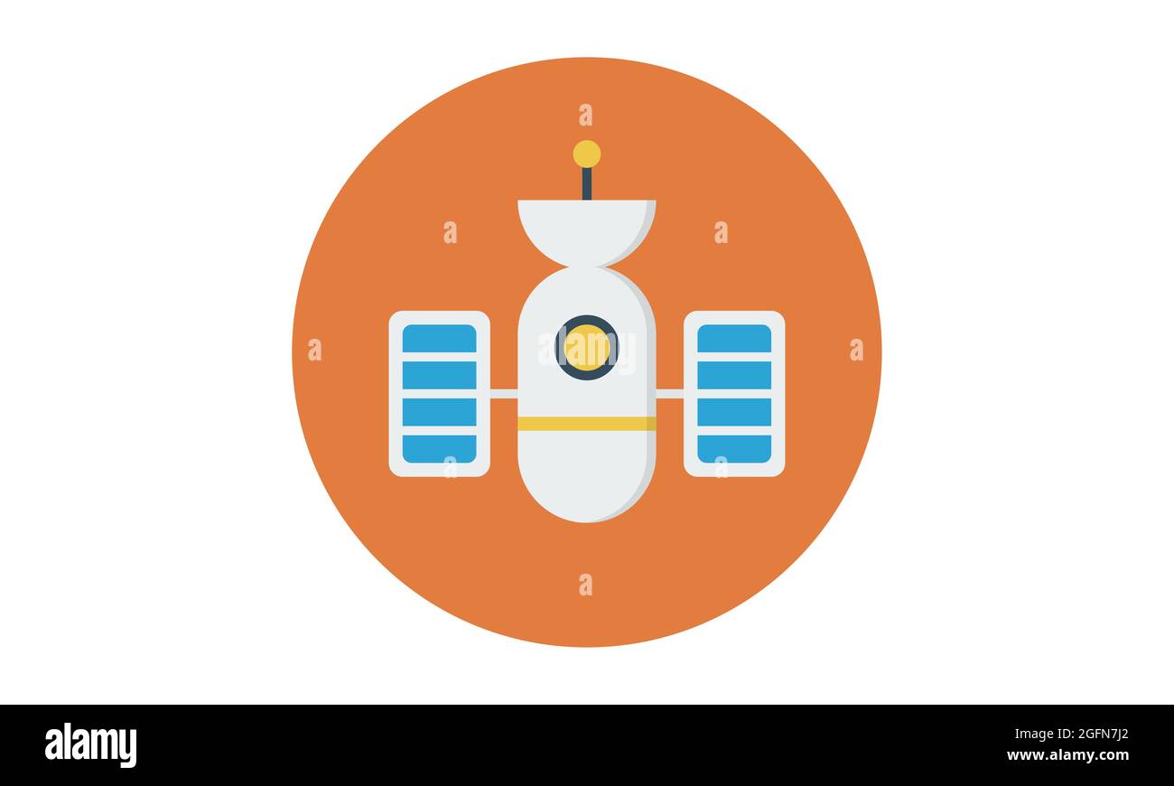 Weltraumsatellitensymbol. Einfache Darstellung des Vektorsymbols für Weltraumsatelliten für Web- und mobile Apps. Stock Vektor