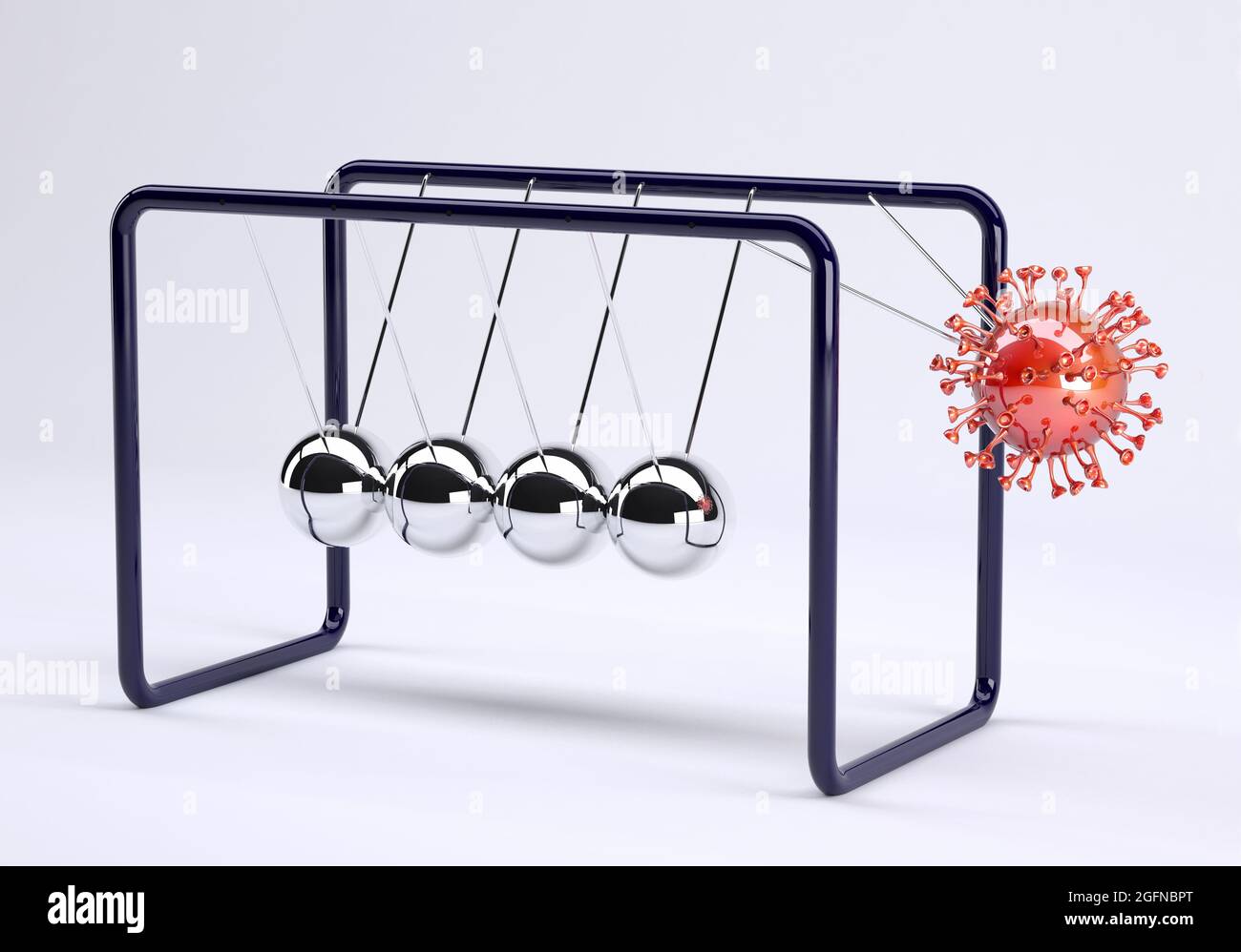 Newtons Wiege mit viruse, epidemische Konzept 3d-Illustration Stockfoto