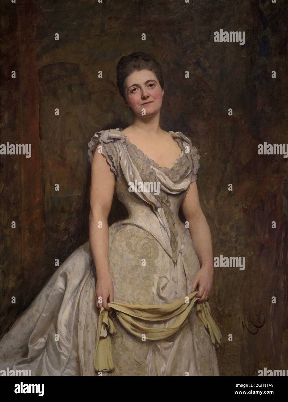 Emilia Francis Strong (1840-1904), bekannt als Lady Dilke. Britischer Schriftsteller. Porträt von Sir Hubert von Herkomer (1849-1914). Öl auf Leinwand (139,7 x 109,2 cm), 1887. Zu diesem Zeitpunkt war sie 46 Jahre alt. National Portrait Gallery. London, England, Vereinigtes Königreich. Stockfoto