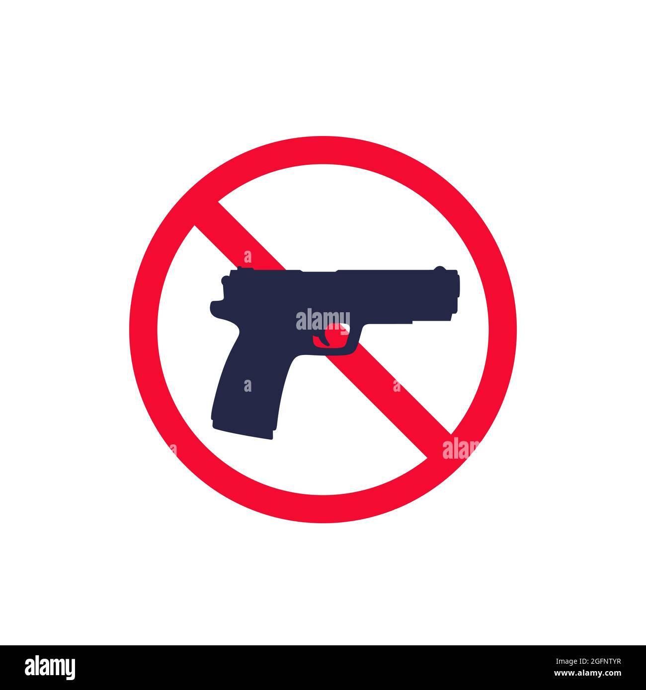 Keine Waffen Zeichen mit einer Pistole, Vektor Stock Vektor