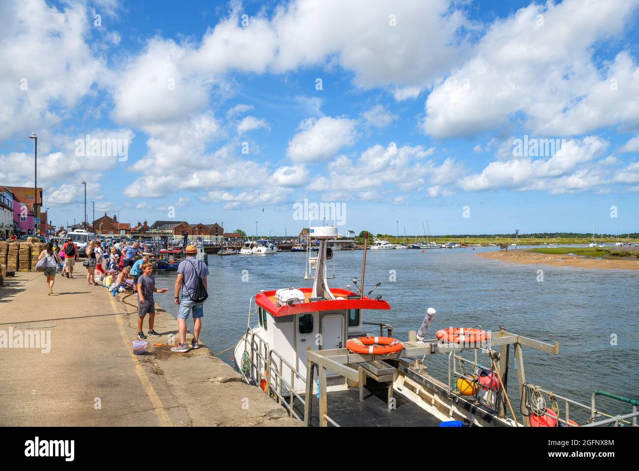 Hafen in Wells-next-the-Sea, Norfolk, East Anglia, England, Großbritannien Stockfoto