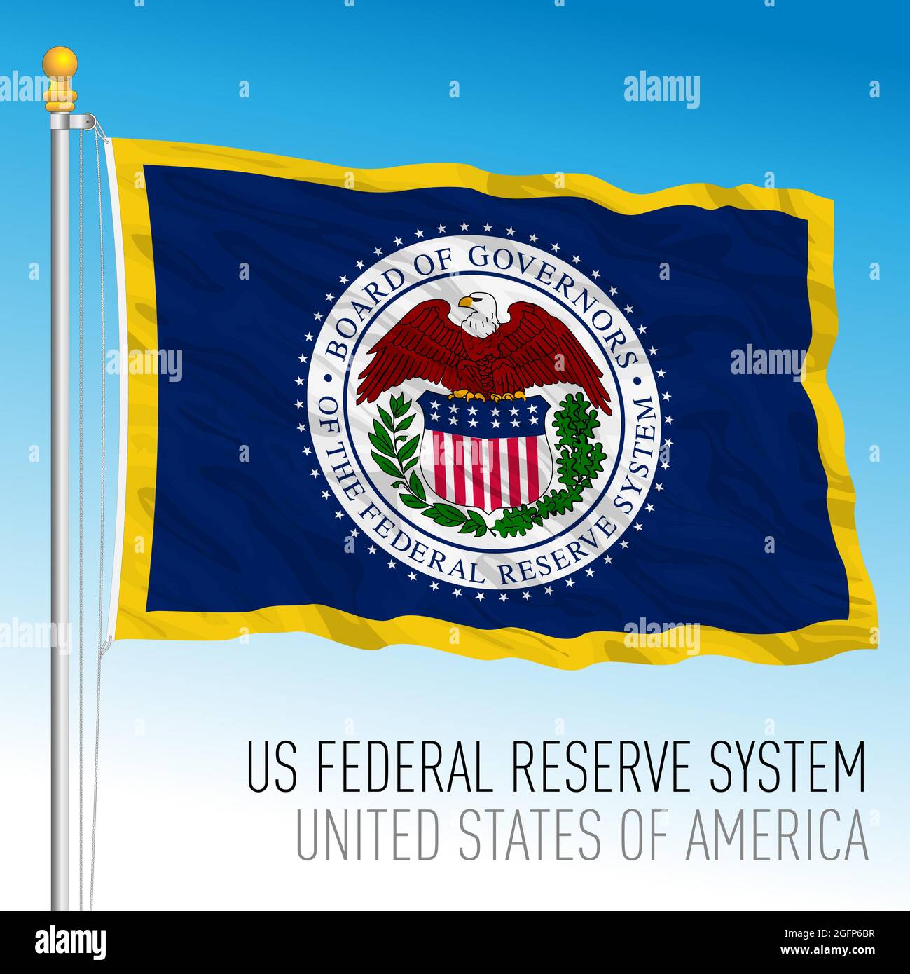 US Federal Reserve System Flagge, Vereinigte Staaten von Amerika, Vektordarstellung Stock Vektor