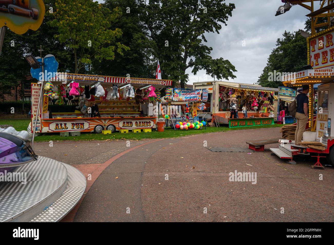 Mobile Jahrmarkt findet jedes Jahr in Chapel Field Gardens in Norwich Norfolk statt Stockfoto