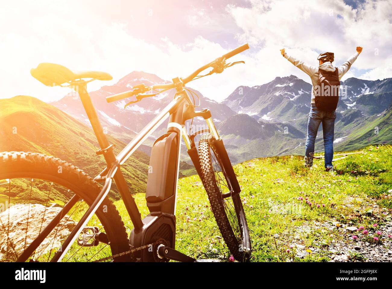 E Bike Cycle in Österreich. Verleih Von Ebike In Der Natur Stockfoto