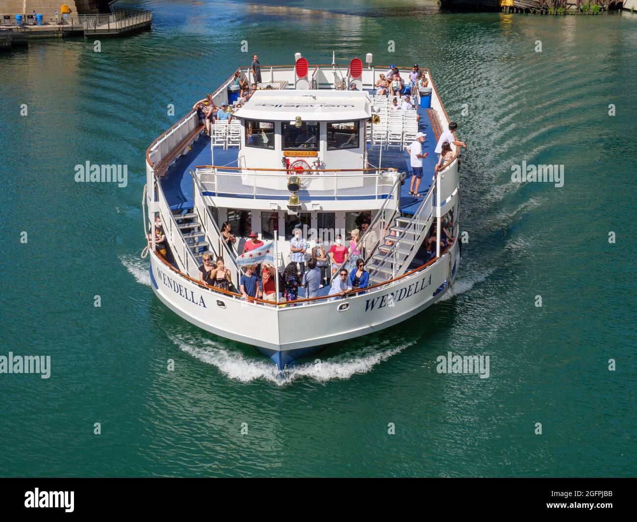 Wendella Tour Boot. Chicago River. Stockfoto
