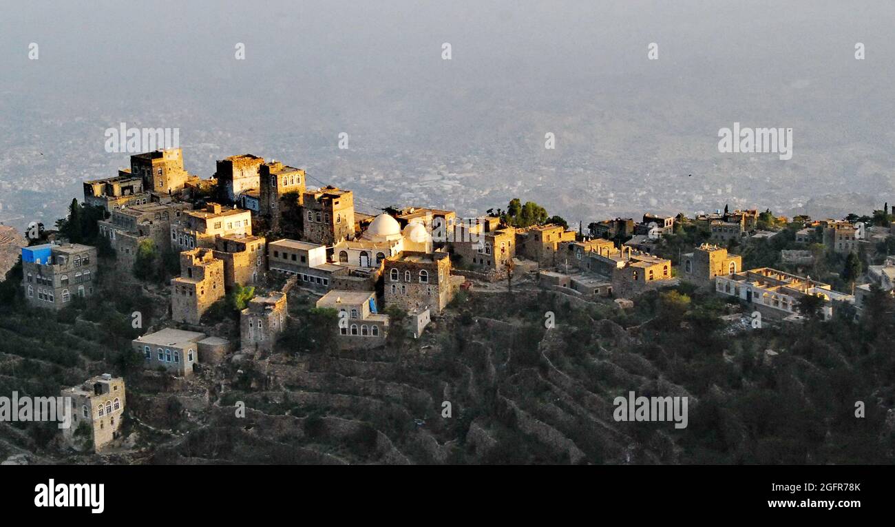 Berg Saper, Stadt Taiz, Jemen, 3006 m über dem Meeresspiegel Stockfoto