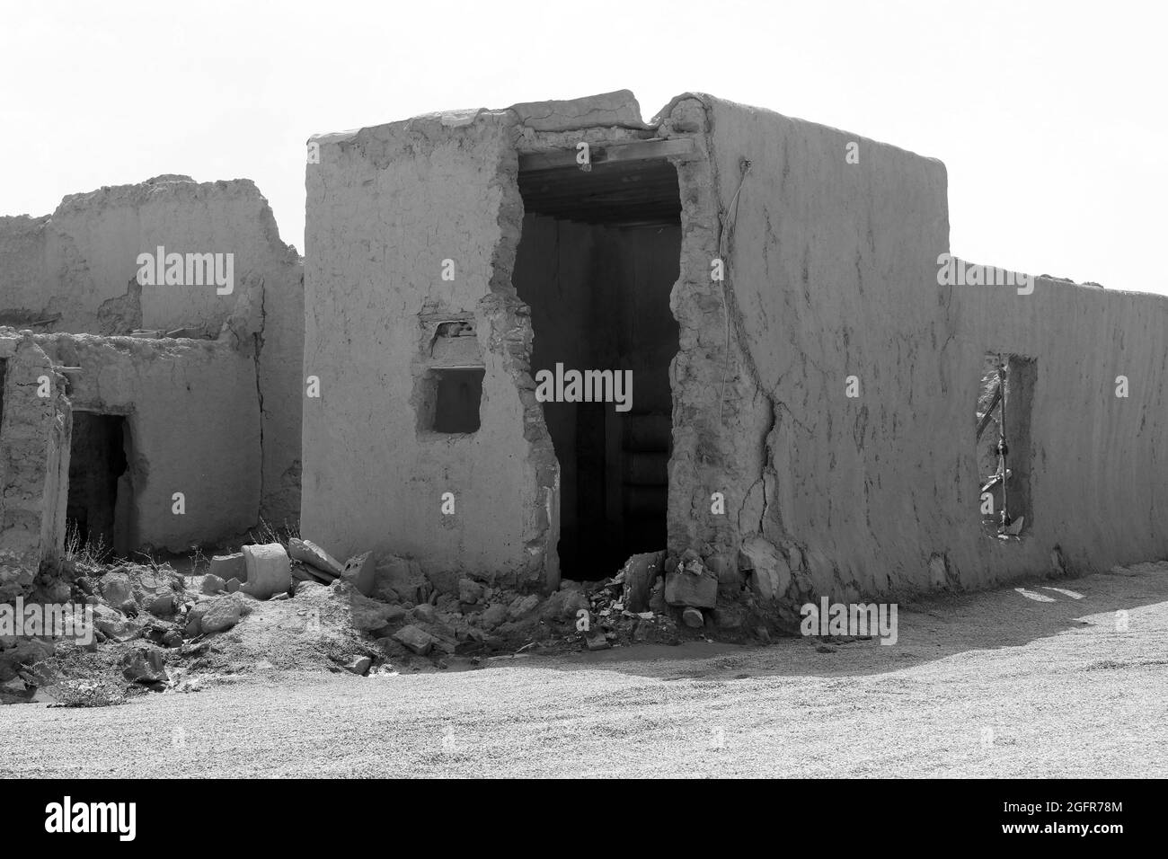 Ein Haus mit altem saudischen Erbe, das Erosion widersteht Stockfoto