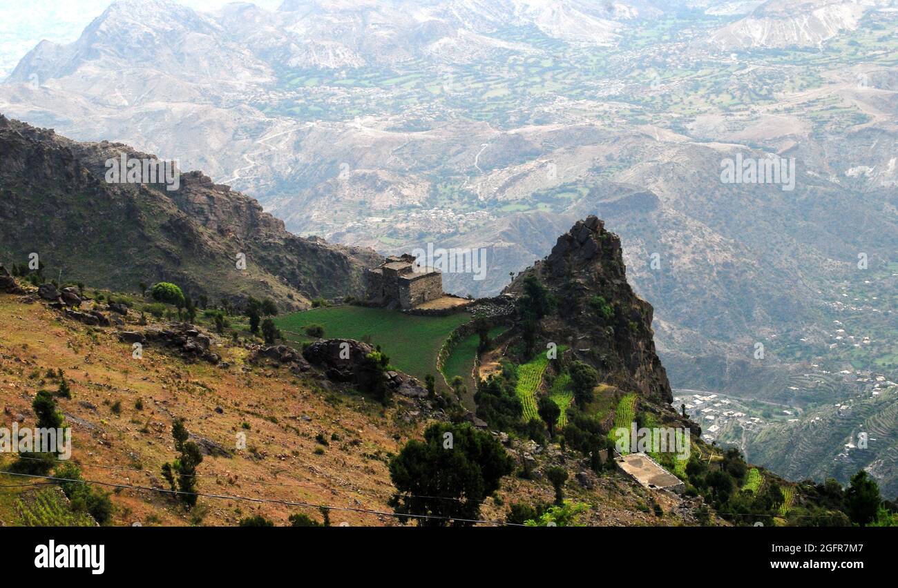 Saper Mountain, Taiz City, Jemen, 3006 m. Stockfoto