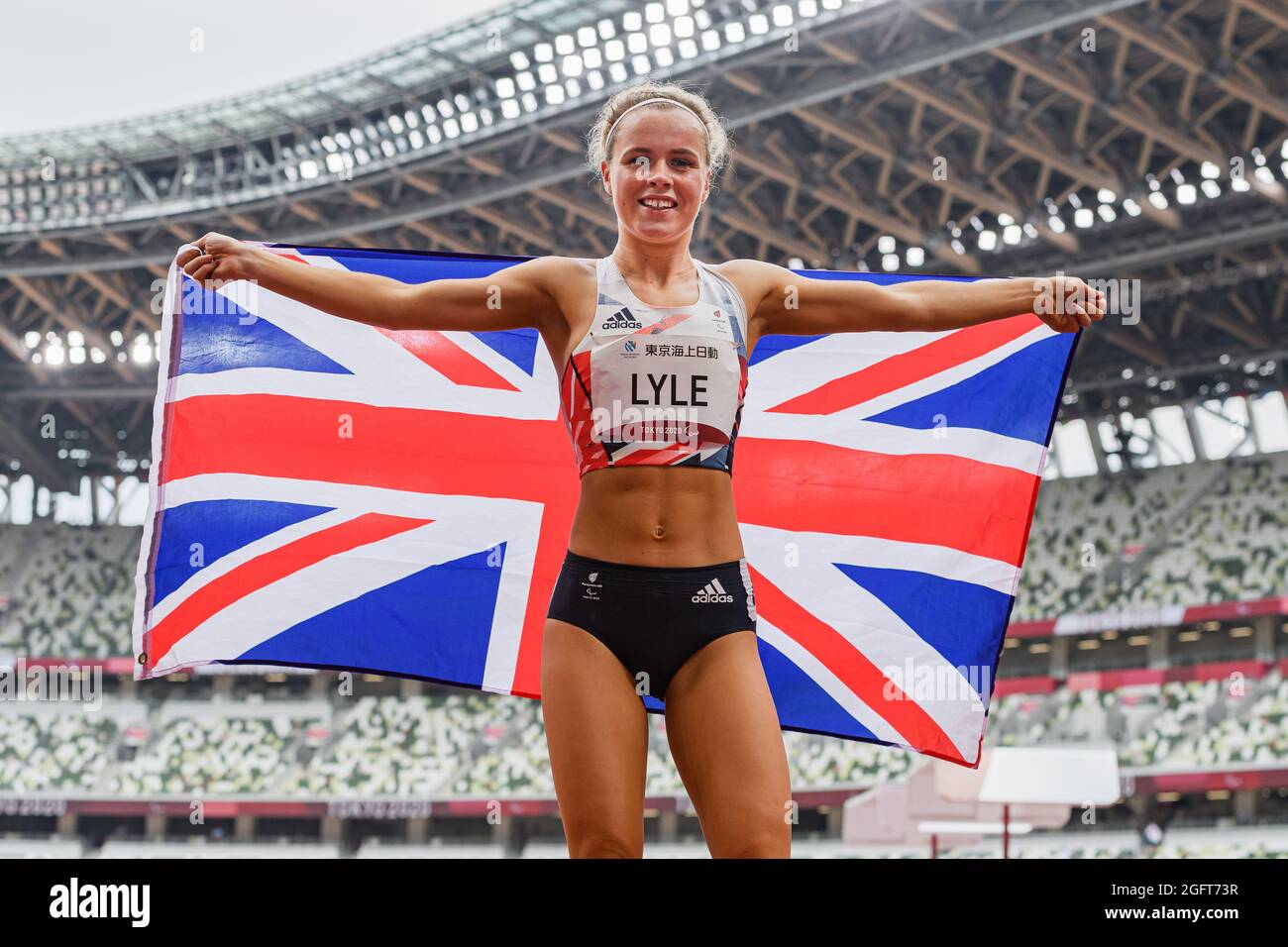 TOKIO, JAPAN. 27. August 2021. Während der Leichtathletik-Vorläufe und -Finals der Paralympischen Spiele Tokio 2020 im Olympiastadion am Freitag, den 27. August 2021 in TOKIO, JAPAN. Kredit: Taka G Wu/Alamy Live Nachrichten Stockfoto