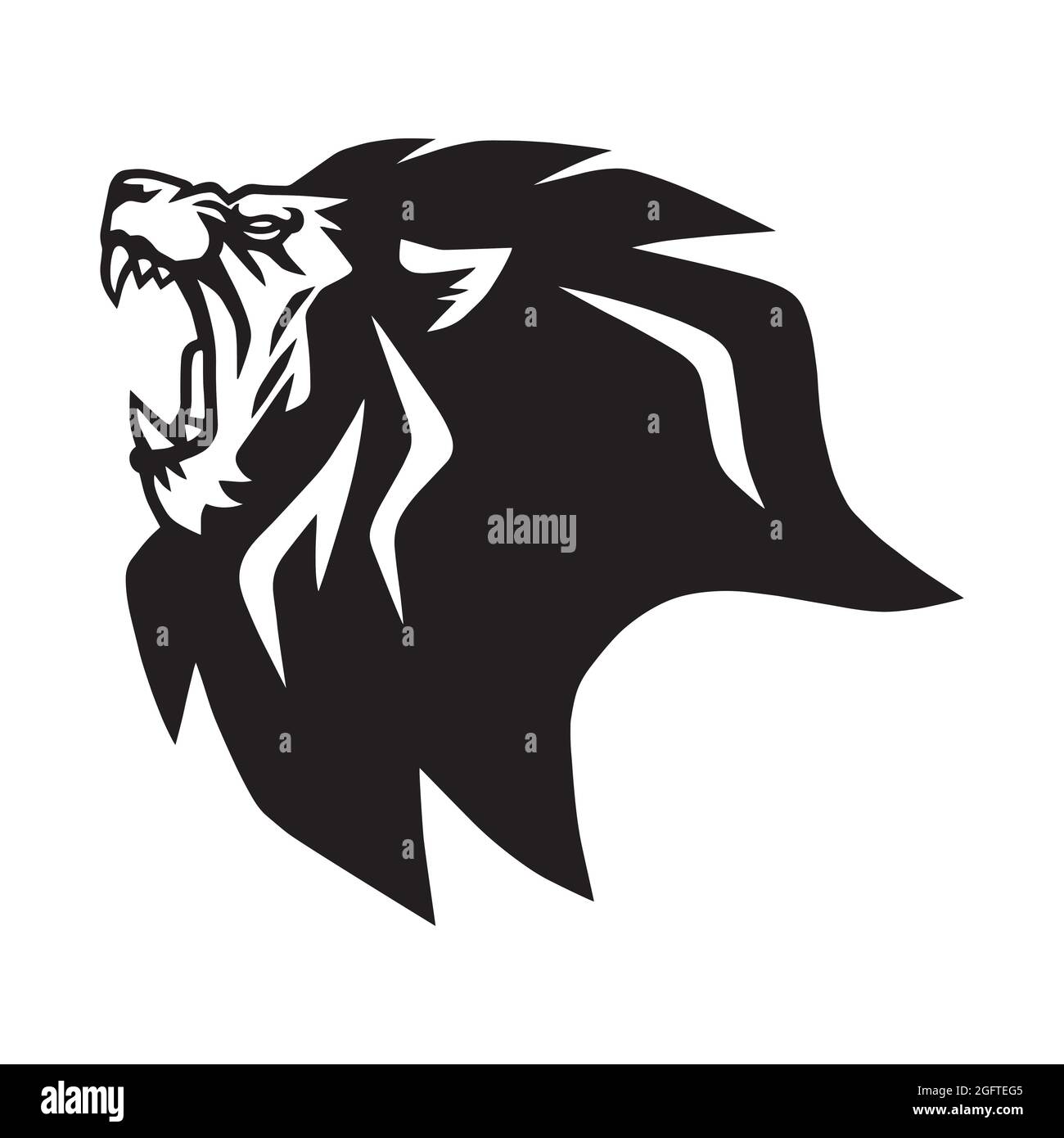 Angry Lion Roaring Logo Maskottchen Vektor Stock Vektor