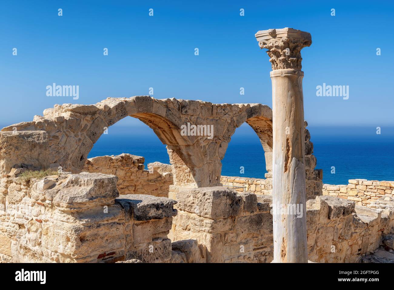 Alte griechische Ruinen der alten Stadt Kourion in der Nähe von Limassol, Zypern Stockfoto