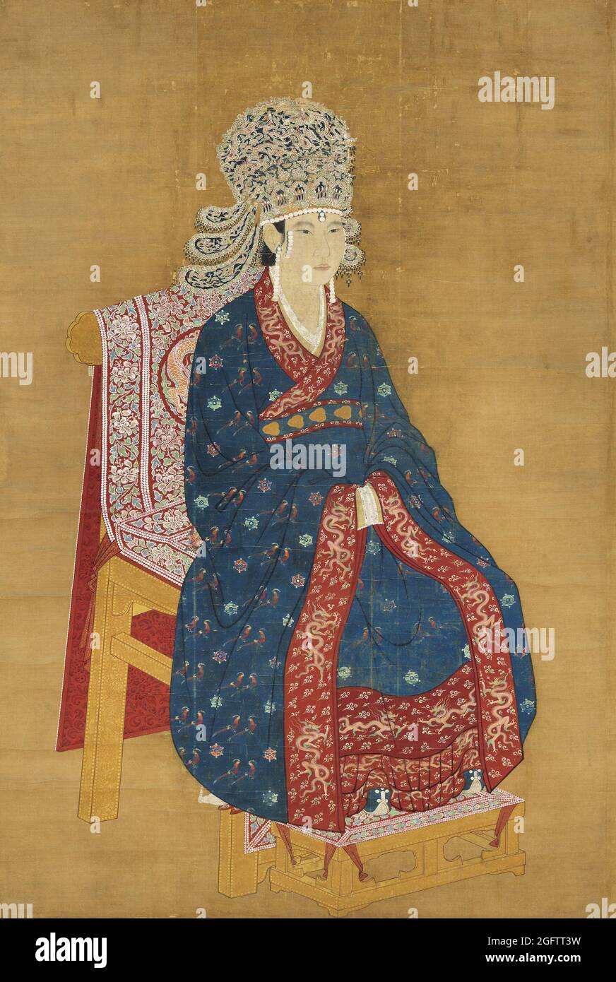 China: Kaiserin Xiang (1047-1102), Gemahlin von Kaiser Shenzong, 6. Herrscherin der Song Dynastie (reg.1067-1085). Hängende Schriftrolle Malerei, c. 1067-1102. Die Kaiserin Xiang, auch bekannt als Qisheng, war Gemahlin der Kaiserin Shenzong. Sie hatte nur ein Kind, eine Tochter, war aber die legale Mutter der zukünftigen Kaiser Zhezong und Huizong. Sie wurde Kaiserin Dowager, als Kaiser Zhezong auf den Thron stieg. Sie agierte eine Zeit lang als Regentin und Co-Herrscherin von Kaiser Huizong und war in Palastangelegenheiten aktiv. Stockfoto